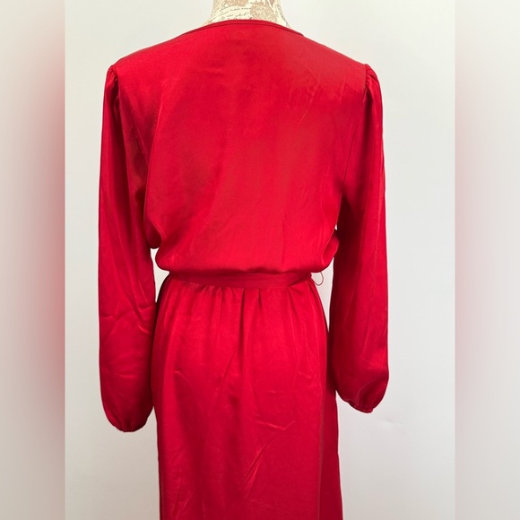 INC International Concepts Cranberry red surplice ruffle hem midi dress size M - Picture 7 of 16